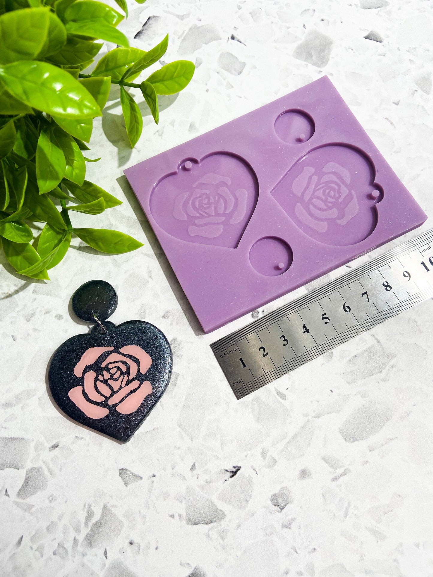 Rose heart silicone earring mould/mold