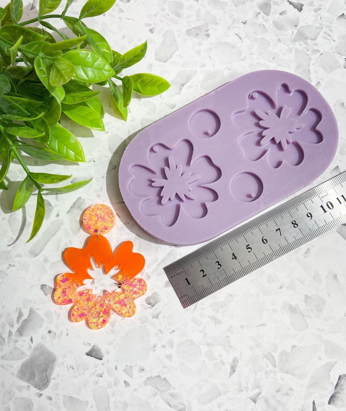 Flower silicone earring mould, splat silicone mould
