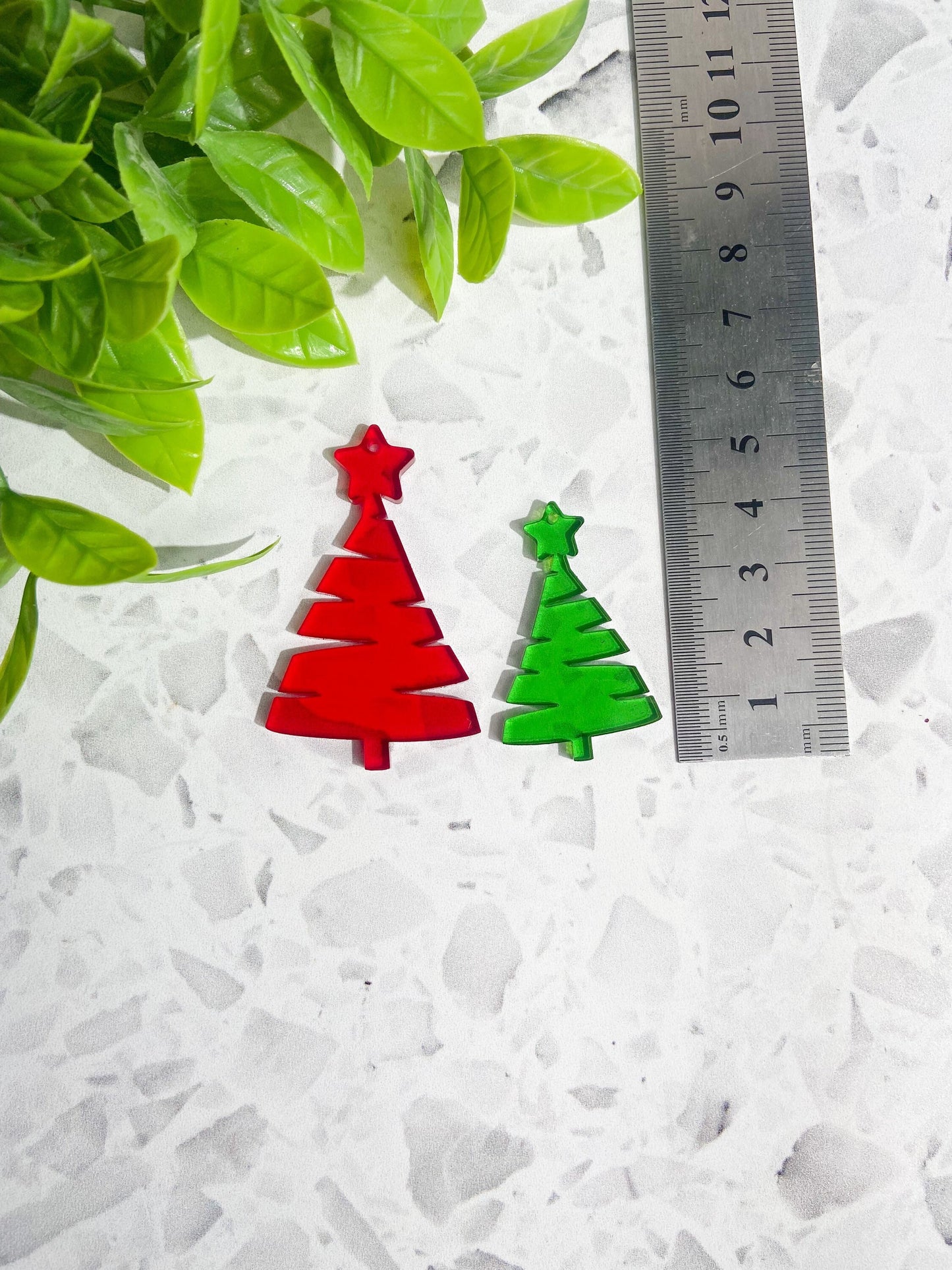 6 Christmas tree acrylic earrings red or green