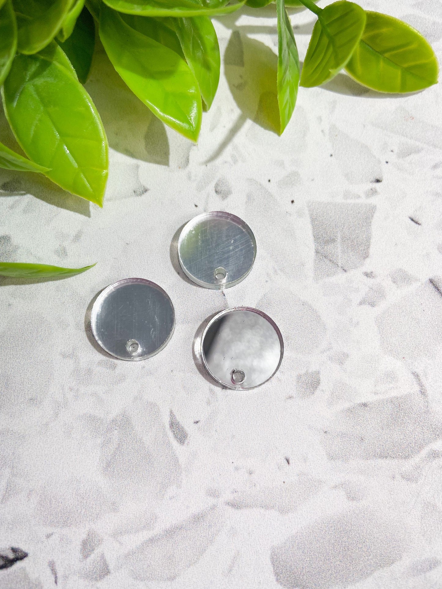 20 Silver mirror acrylic stud toppers