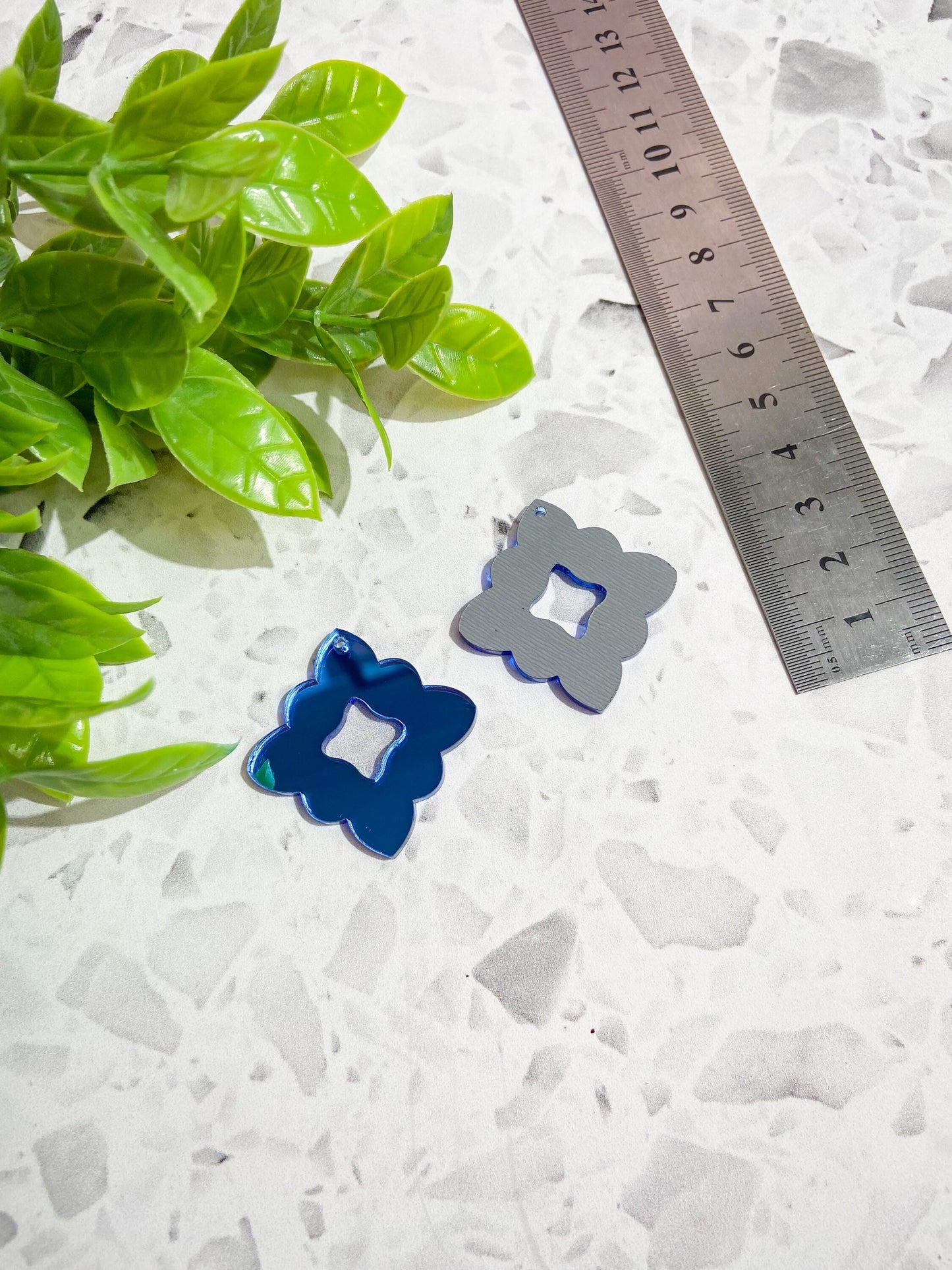 6 piece blue mirror acrylic earring, blue acrylic acrylic blank