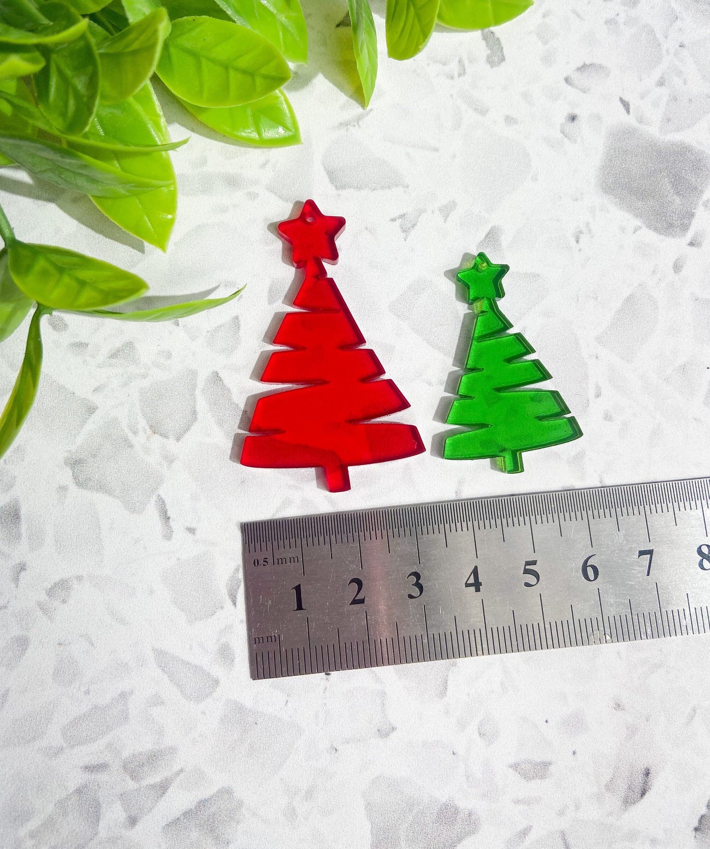 6 Christmas tree acrylic earrings red or green