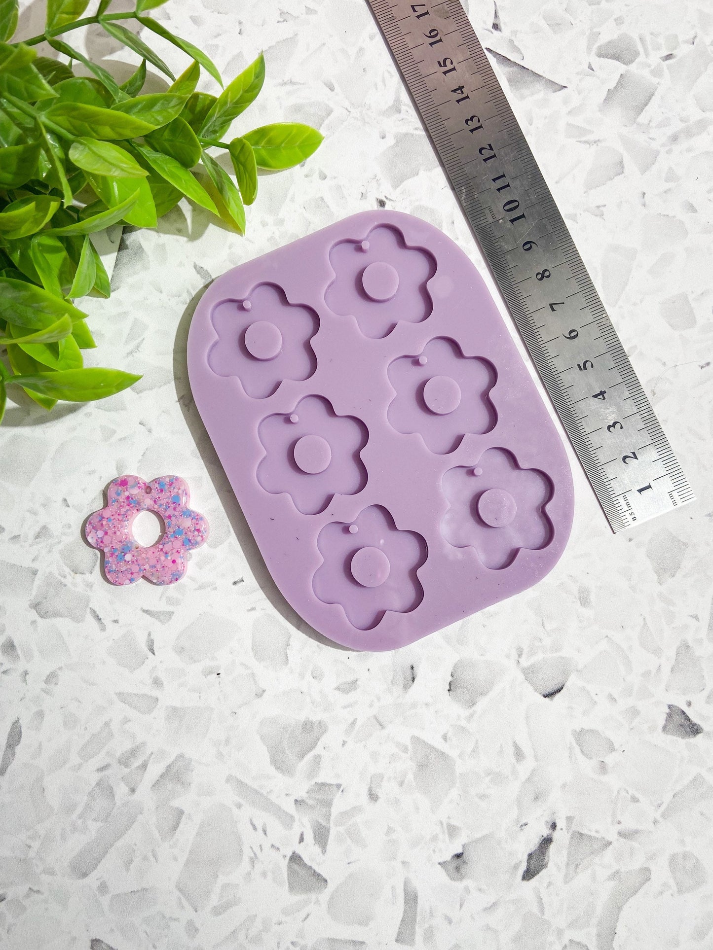 Flower power silicone mould, flower earring mould, 6 piece flower silicone mould