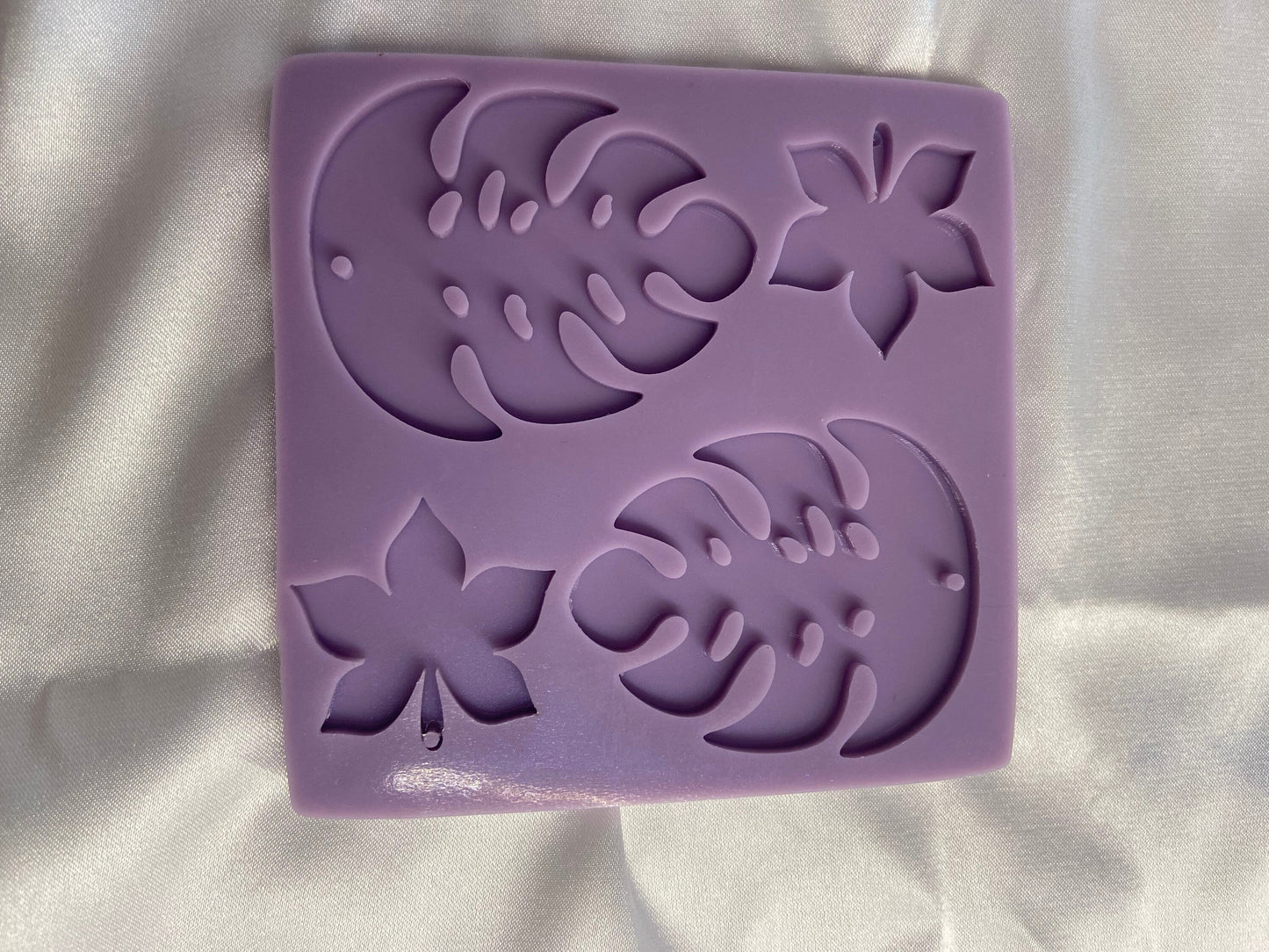 Monstera leaf silicone earring mould, double leafy mould for resin