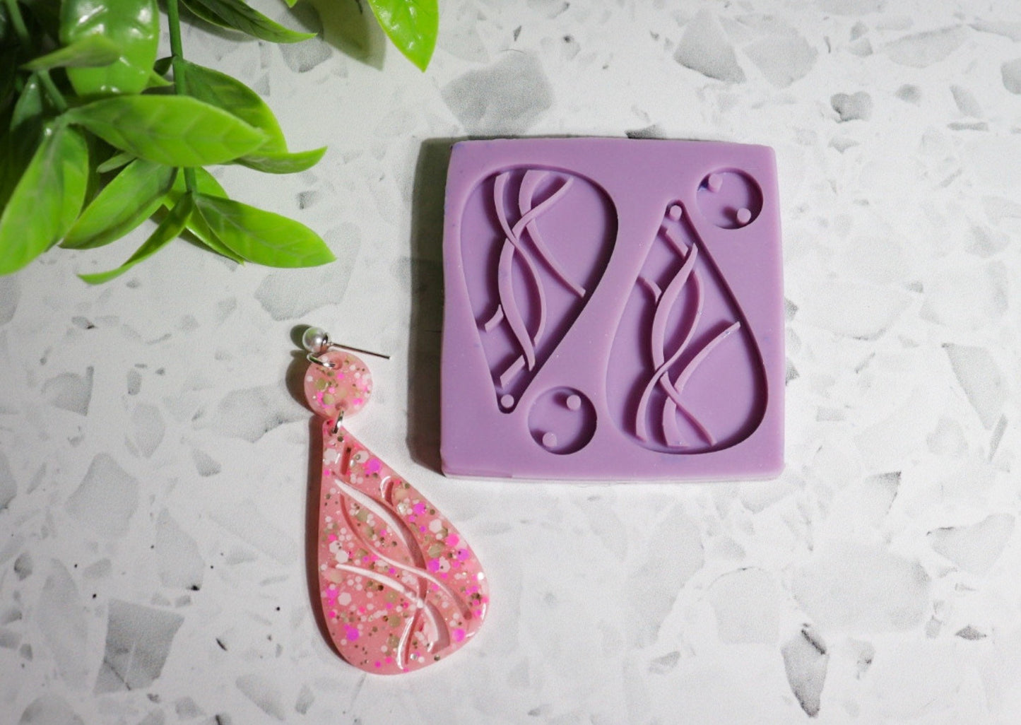 Unique shaped silicone earring mould/mold - ideal for resin, dangle earring, cute mini mould