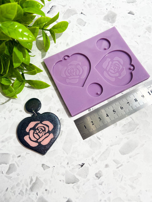 Rose heart silicone earring mould/mold