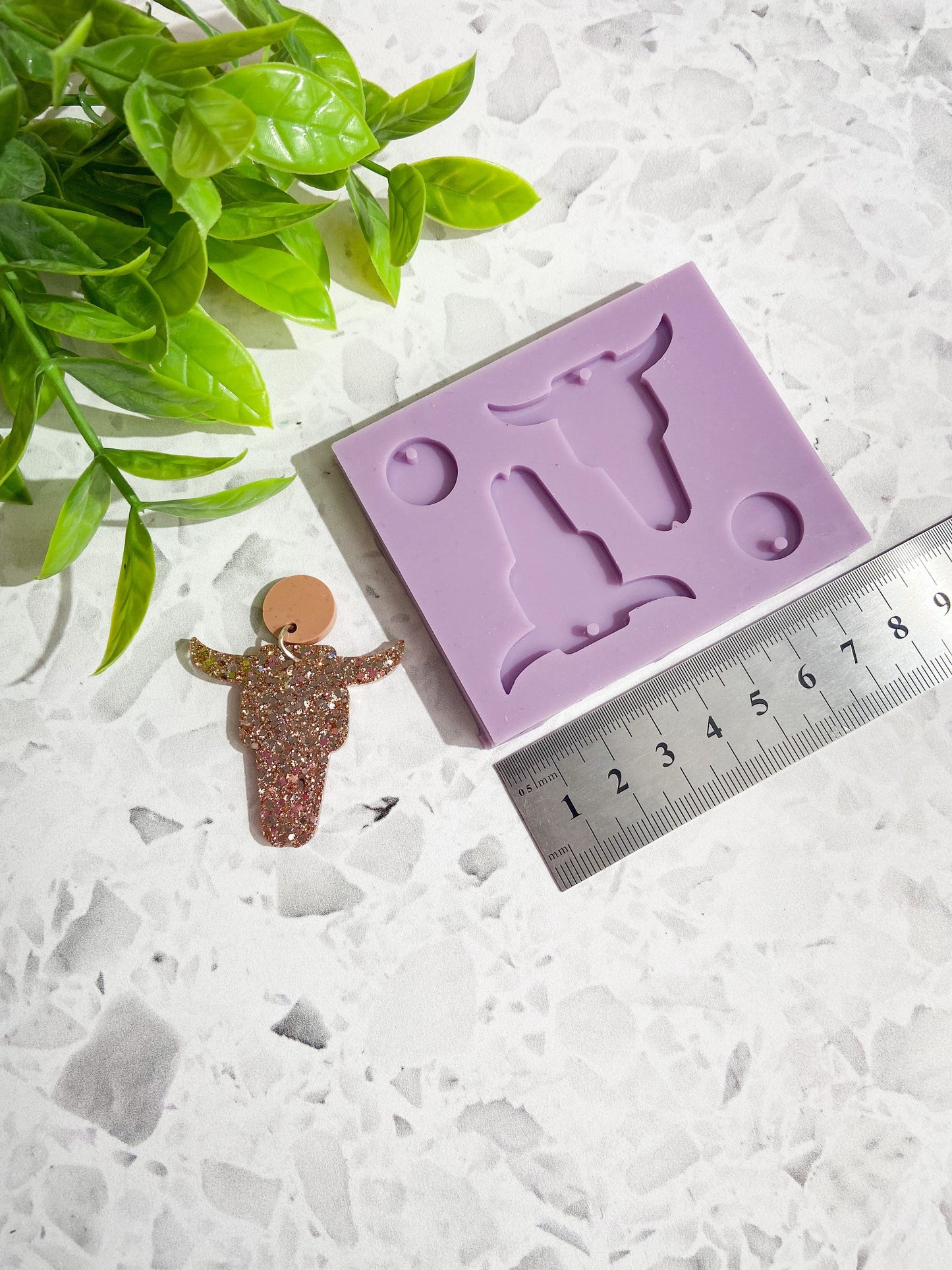 Wild West silicone earring bull skull/head mould/mold, western style earring mould for resin