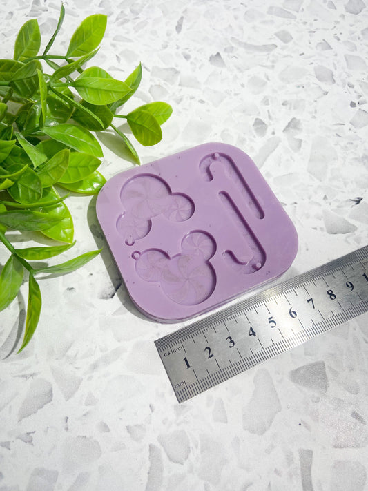 Peppermint candy cane Christmas silicone earring mould/mold