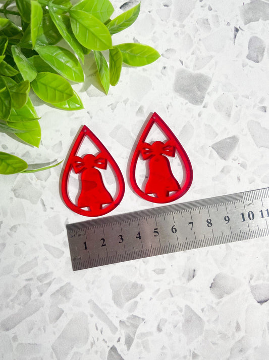 6 Christmas red bow acrylic earrings