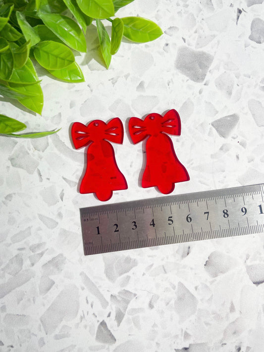 6 Red Christmas bell acrylic earrings