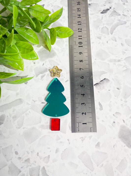 6 Green Christmas tree acrylic earrings