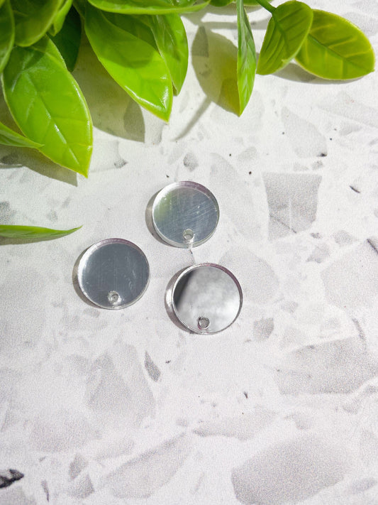 20 Silver mirror acrylic stud toppers