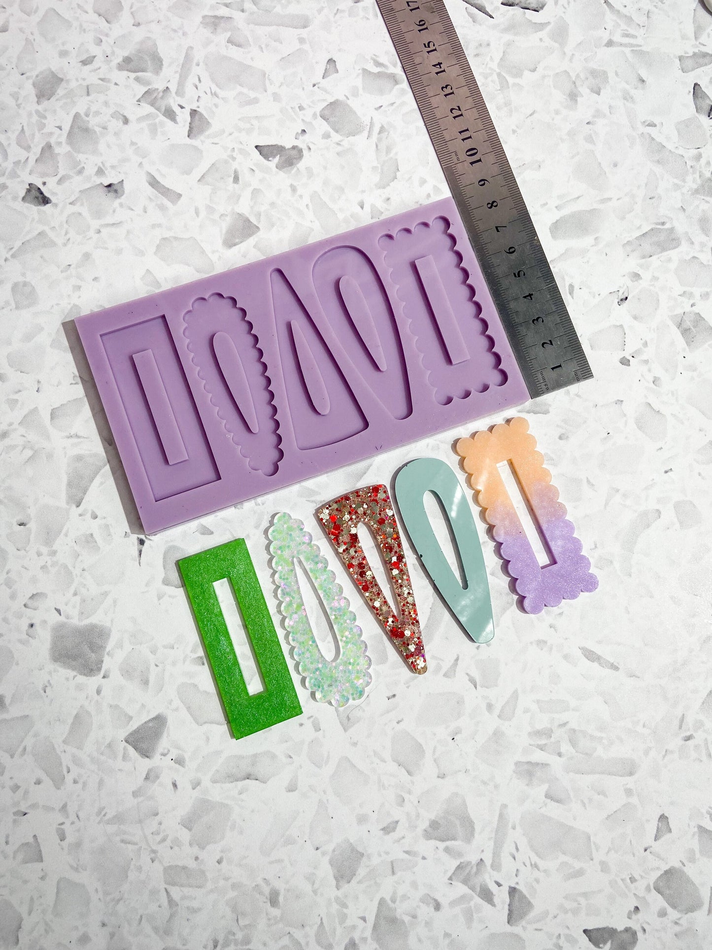Fun shaped hair clip silicone mould, barrette silicone mould/mold