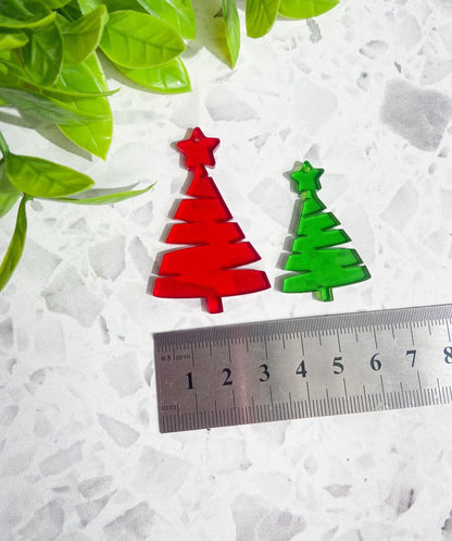 6 Christmas tree acrylic earrings red or green