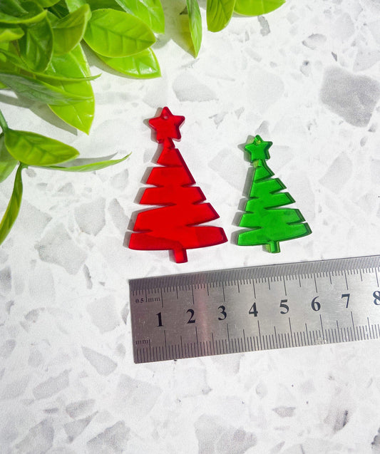 6 Christmas tree acrylic earrings red or green