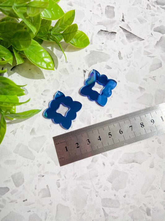 6 piece blue mirror acrylic earring, blue acrylic acrylic blank