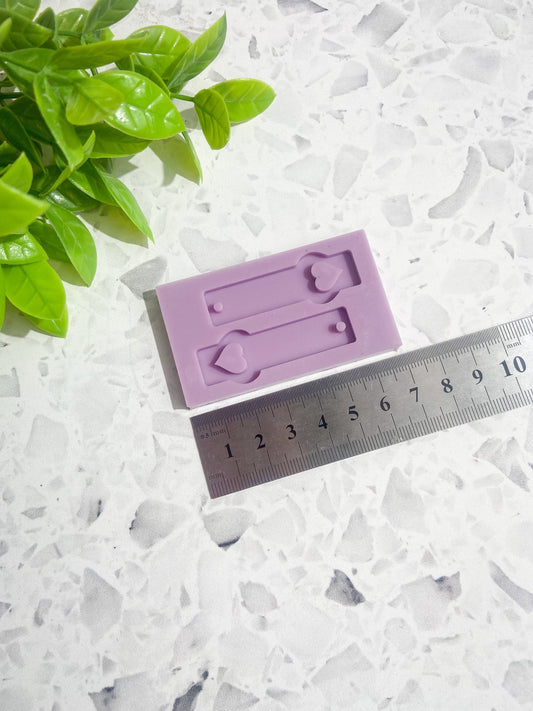 Heart bar silicone mould, bar earring silicone mould, valentines hearts, valentines earring mould