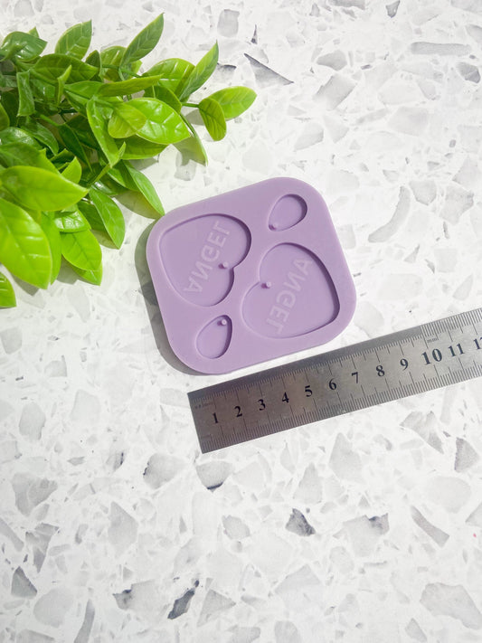 Angel heart silicone mould, Valentine’s Day earrings, heart silicone mould, earring silicone mould