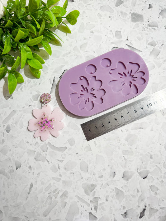 Dangle shaped silicone earring mould/mold, cute shaped silicone mould for resin, flower power mould, floral silicone mould